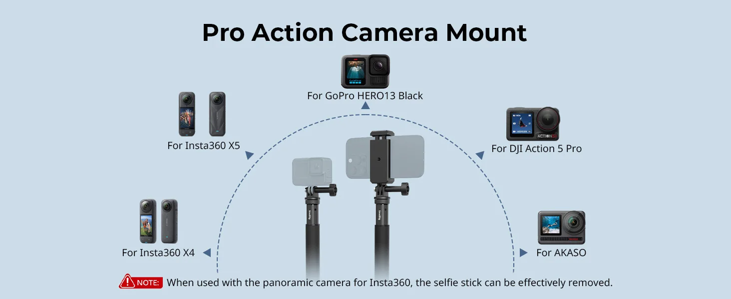 SmallRig Selfie Stick for Action Cameras Support Smartphone for 12 10 9 8 for I