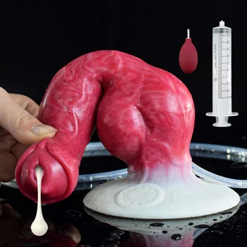 Ejaculation Dog Dildo with Sucker Animal Big Knot Penis Anal Plug Sex Toys for Couple Silicone Squirting Penis Adult Products 5