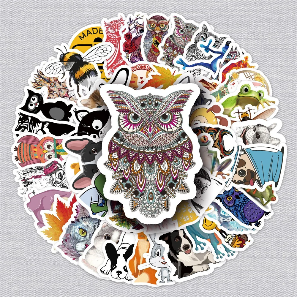 

10/30/50PCS Cute Cartoon Animal Personality Creative Sticker Desk Refrigerator Phone Skateboard Waterproof Sticker Wholesale