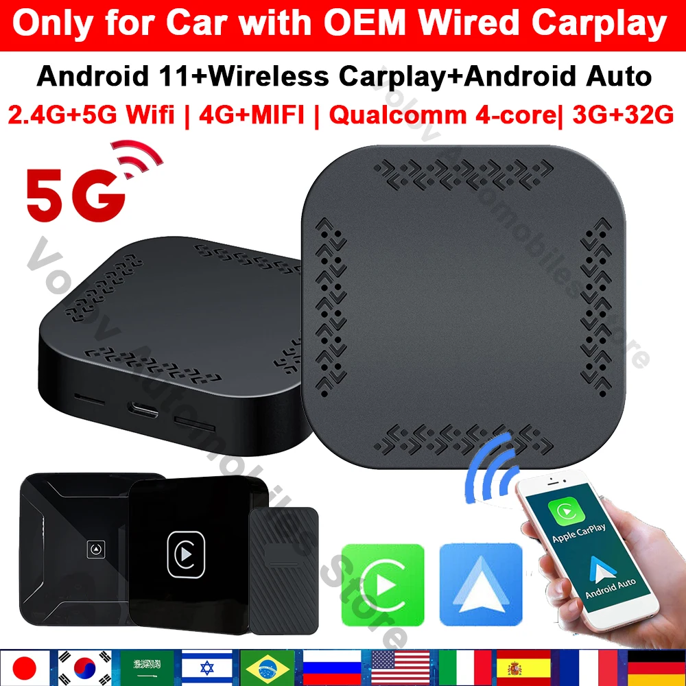 Carplay Ai Box Android 11 Wireless CarPlay Android Auto QCM2290 3G 32G carplay-ai-box-android-11-wireless-carplay-android-auto-qcm2290-3g-32g