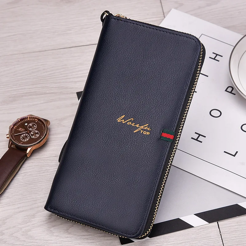 

Leather Business Men's Clutch Bag Long Wallet Fashion Zipper Mobile Phone Bag Wallet Multi-card Coin Purse Vertical Wallet