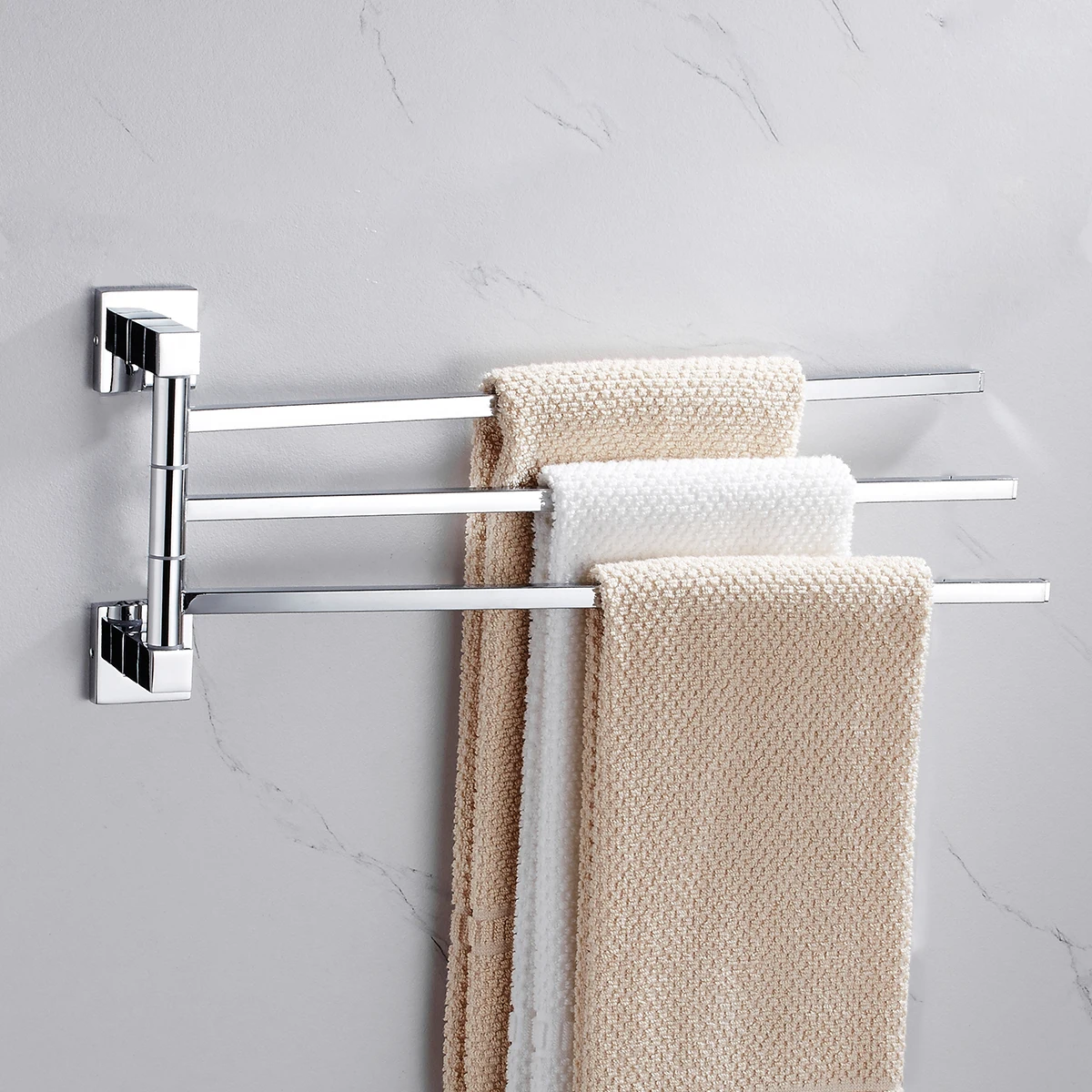 Movable Towel Rack Stainless Steel 180-Degree Rotating Square Tube Towel Rack Bathroom Pendant towel rack