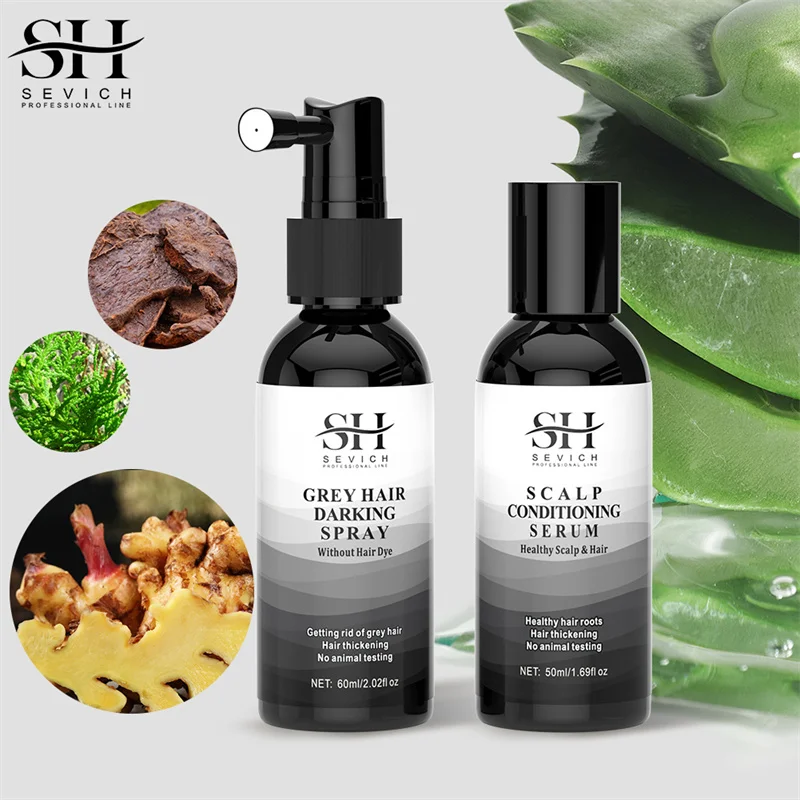 No Irritation Reverse Hair Gray Spray Naturally Ginger Repairing Scalp Serum For Men Women Cover Gray White Hair Shampoo Sevich