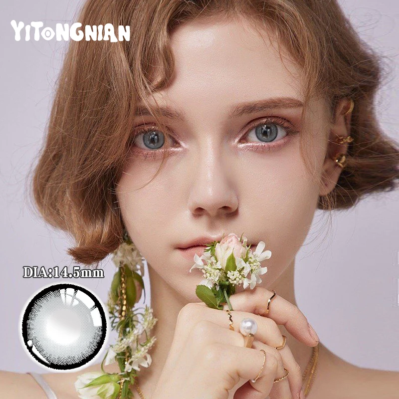

YI TONG NIAN красивые натуральные глаза для зрачка половина года бросок 2 серый макияж стильные 14,5 мм большие глаза Lente De contact