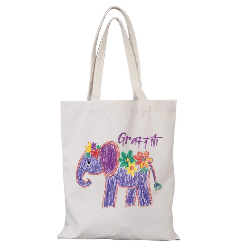Süße Stofftaschen Cartoon personalisierte Tasche Freizeit Damen Umhängetasche neue Handtaschen Tote Eco Shopper Shopping Strand Canvas Lady – Detail 10