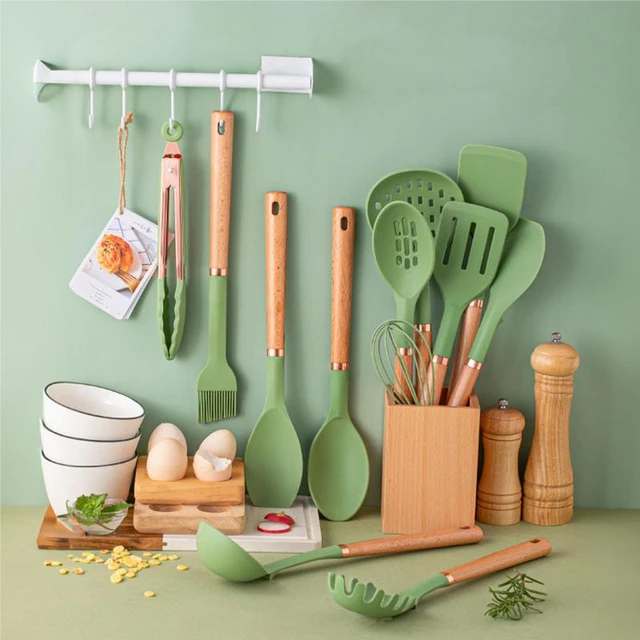 13PCS Kitchen Wooden Cooking Kitchen Utensils Household Wooden Spoon Cookware  Set Cooking Non-Stick Pan Eco-Friendly Kitchenware - AliExpress