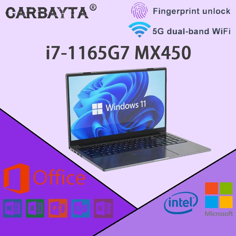 

Игровой ноутбук CARBAYTA MAX, 64 ГБ ОЗУ, макс. Φ SSD, экран 15,6 дюйма IPS, Intel Core 2 ТБ 10750H, ноутбук RJ45, Windows 10, 11 Pro