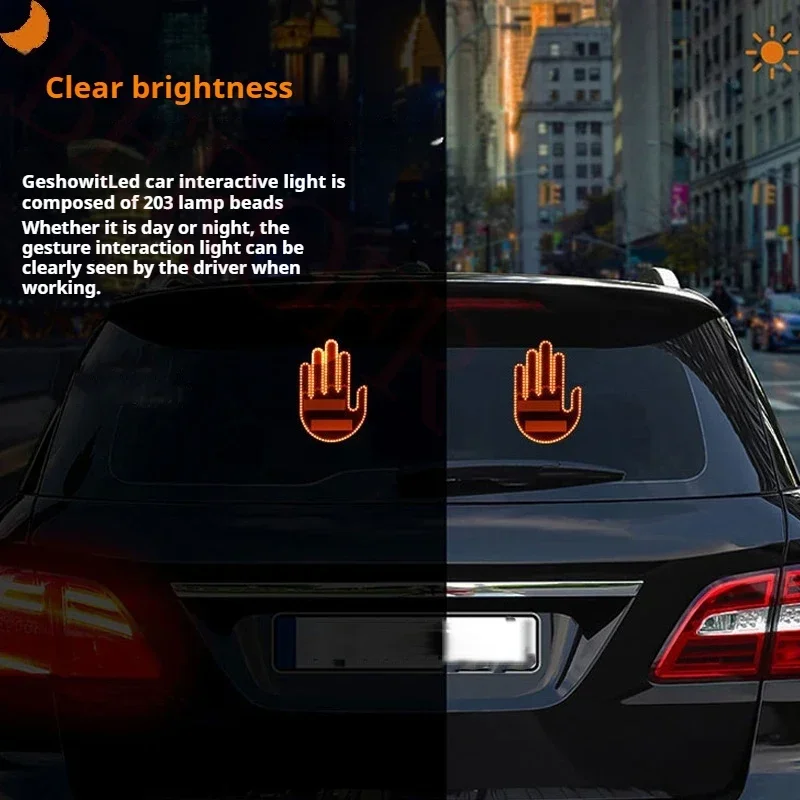 Neue Spaß Universal Auto LED Finger Licht mit Fernbedienung Auto Heckscheibe Zeichen Bernstein Mittelfinger Warnung Bremslicht Road Rage Zeichen – Detail 4