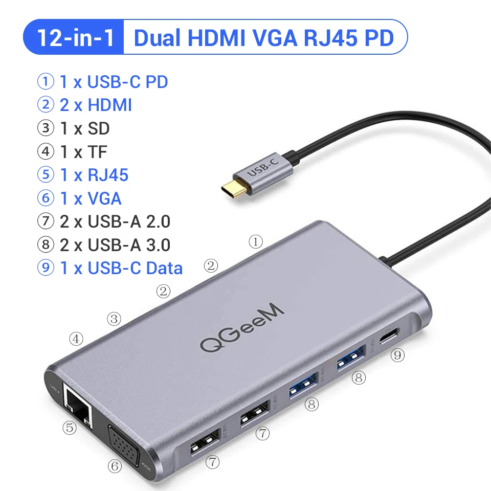 QGeeM ドッキングステーション　usb-c接続ハブ Amazon.co.jp: USB C ハブ,QGeeM 8 in 1 USB TypeC HDMI