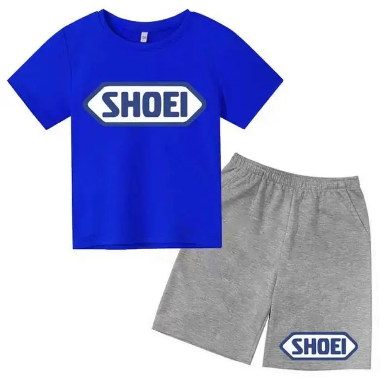 thumbnail image 1 of Conjunto de 2 piezas de camiseta y pantalones cortos con estampado de letras para niños y adolescentes de verano de 4 a 14 años, ropa informal de manga corta para niños y niñas, 1 of 5
