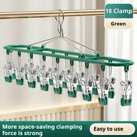 18 Clip Stainless Steel Sock Rack Clothes Rack Multifunctional Household Unmarked Underwear Drying Rack Balcony Storage Racks 2