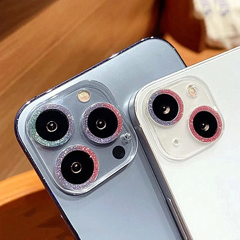 Bling Glitter Diamond Clear Kameraobjektiv-Schutzhülle für IPhone 13 12 11 15 Pro Max Mini 14 Plus 13Pro 12Pro_voghion.com