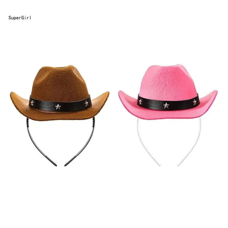 

Cowboy Hat Headband Party Hairhoop Fashion Cowgirl Hat Headpiece Cosplay Costume Hairband for Adult Festival Headgear