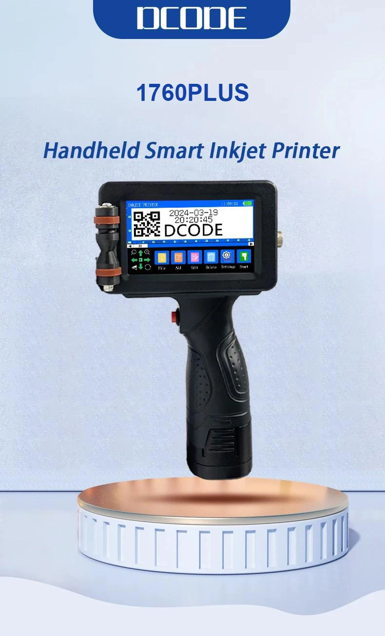1760PLUS 12.7/25.4MM Portable Handheld Inkjet Printer with Fast-Drying Ink Text