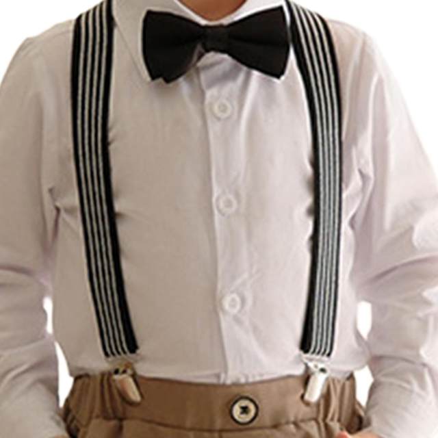 Boys Gentleman Outfit White Dress Shirt with Bowtie Formal Suit Set for Christening Birthday Wedding Hosting Formal Event