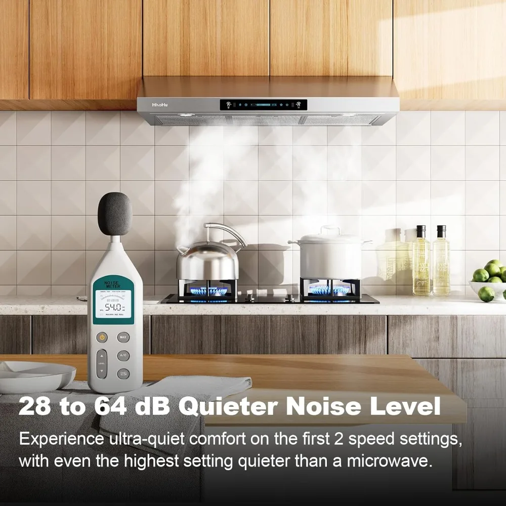 36 Inch Under Cabinet Range Hood with 900-CFM, 4 Speed Gesture Sensing&Touch Control Panel, Stainless Steel Kitchen Vent 4