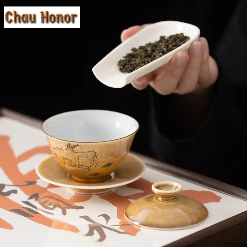 120ml Landscape Ceramic Tea Bowl Retro Kung Fu Tea Set Gaiwan Tea Tureen Drinkware Master Cup Teacup Teapot Teaware Home Decor