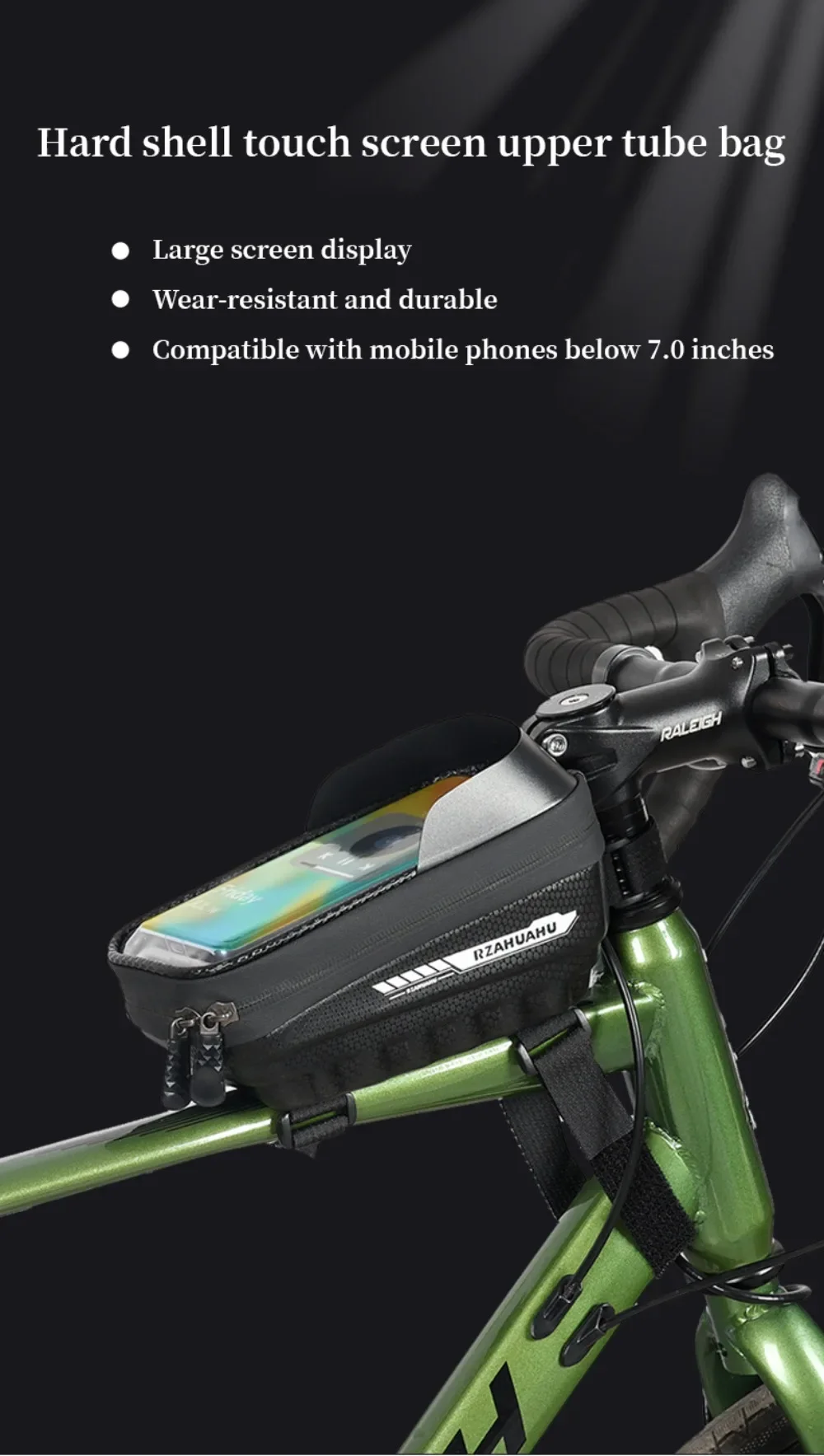 Description Picture 2 of itemBicycle Front Frame Bag Bicycle Waterproof Phone Case Holder 7 Inches Touch Screen Bag MTB Road Bike Bag Top Frame Tube Bags New