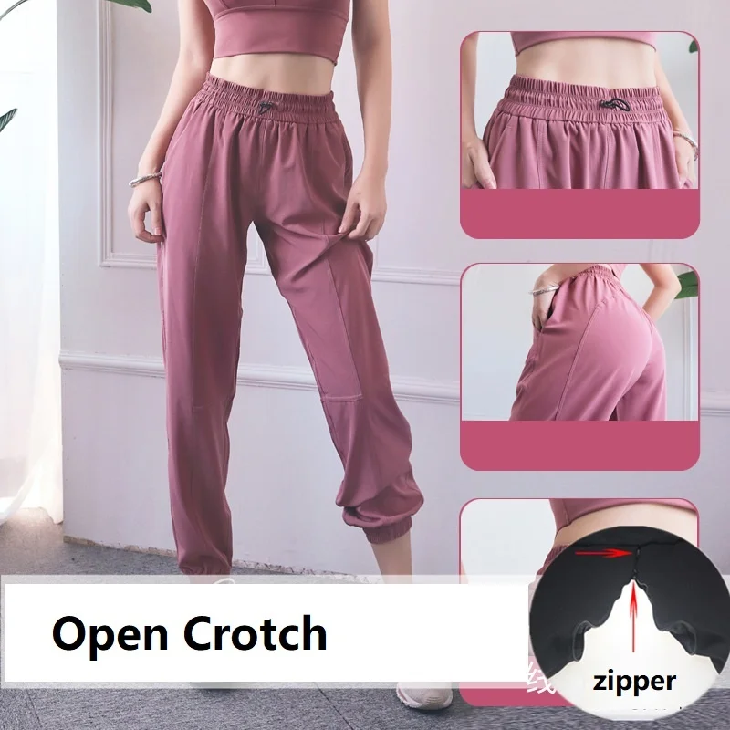 

open crotch zipper pants outdoor free take off Yoga Pants bodybuilding
