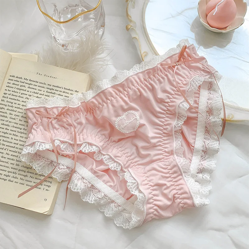 Girls Cute Lace Panties Japanese Style Underwear Girl Sweet Ruffle Women's  Panties Cool Cotton Elasticity Mid Waist Sexy Briefs