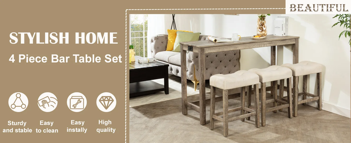 4 Piece Bar Table Set