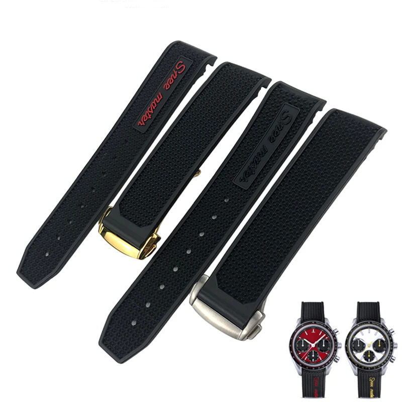 

22mm Rubber Soft Watchband Fit for Omega Speedmaster 326 Watch Strap Seamaster 300 Black Sport Waterproof Silicone Bracelet Tool