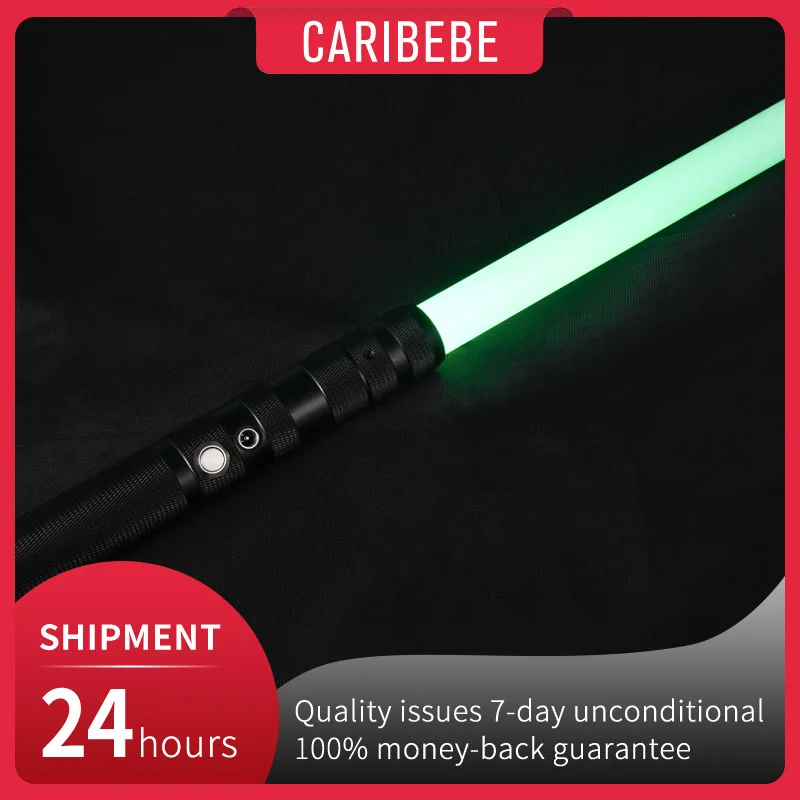 CARIBEBE RGB 7 색 가변 금속 손잡이 광선검, 히팅 사운드 효과 FX 듀얼 알루미늄 LED 광선검, USB 충전식