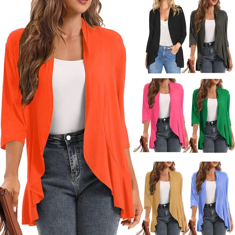 

Womens Lightweight Open Front Cardigans 3/4 Sleeve Casual Soft Drape Cardigan Dropship