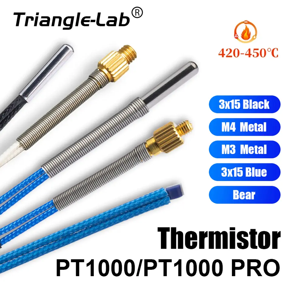 Trianglelab PT1000 Pro Thermistor Cartridge M3 M4 Screw Temperature Sensor High temPerature 450℃ 3D Printer image 1