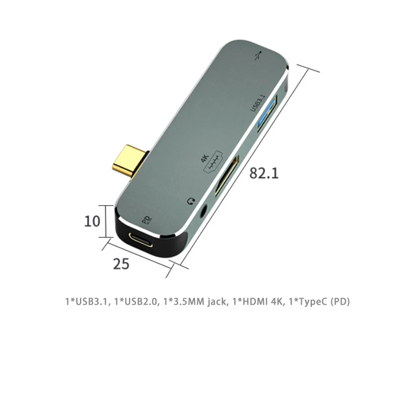 Usb tipo c Extender Docking Station Usb 3.0 Jack de Áudio 35 mm Adaptador Hdmi 4k Hub Splitter para Computador Macbook Pd100w - Imagem 5