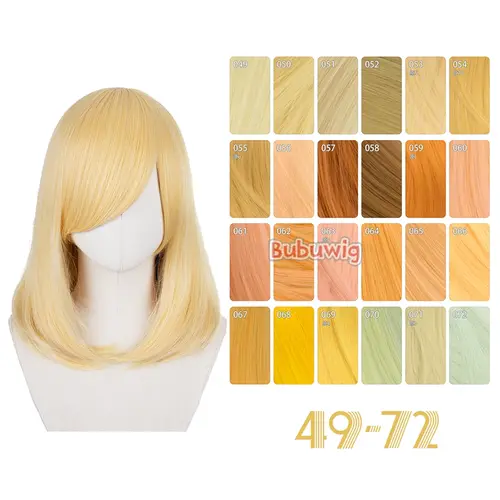 Bubuwig Synthetic Hair Over 100 Colors Fashion Classic 40cm Long Straight Anime Cosplay Wigs Pure Color Black Wig Heat Resistant - Image 9