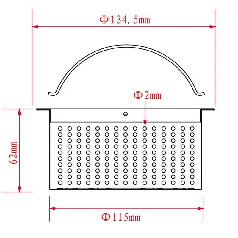 Diamter 135.5mm Sink Filter Basket 2mm Filter Hole Kitchen Sink Strainer Stainless Steel Waste Plug Drain Stopper Mesh Basket