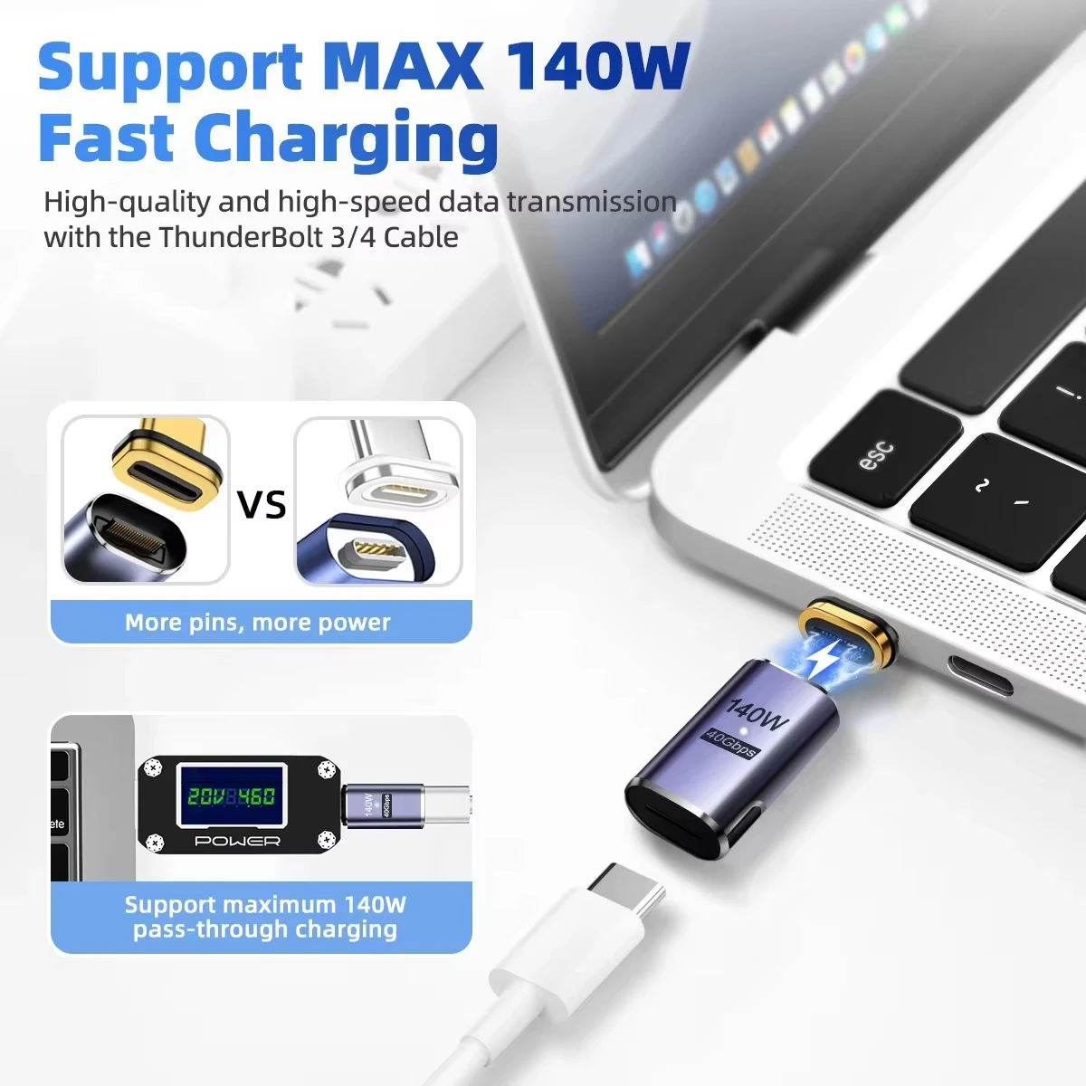 Enhanced USB4.0 Magnetic Fast Charging Adapter with 8K@60Hz Support