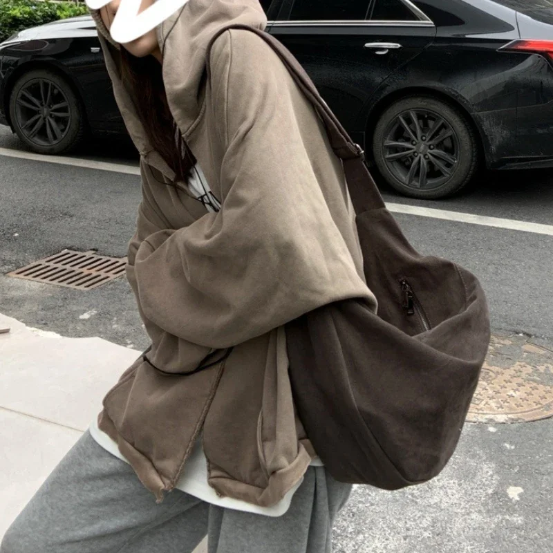 Retro Autumn and Winter Dumpling Bag Shoulder Bag Unisex Handbag Large Capacity Canvas Bag Harajuku Idle Sle Tote Bags for Women