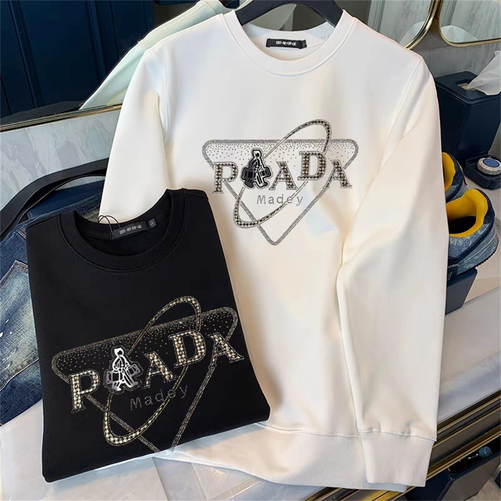 

Мужская толстовка брендовая Толстовка с принтом пуловер с круглым вырезом утепленная осенне-зимняя Свободная Толстовка с длинным рукавом мужская одежда