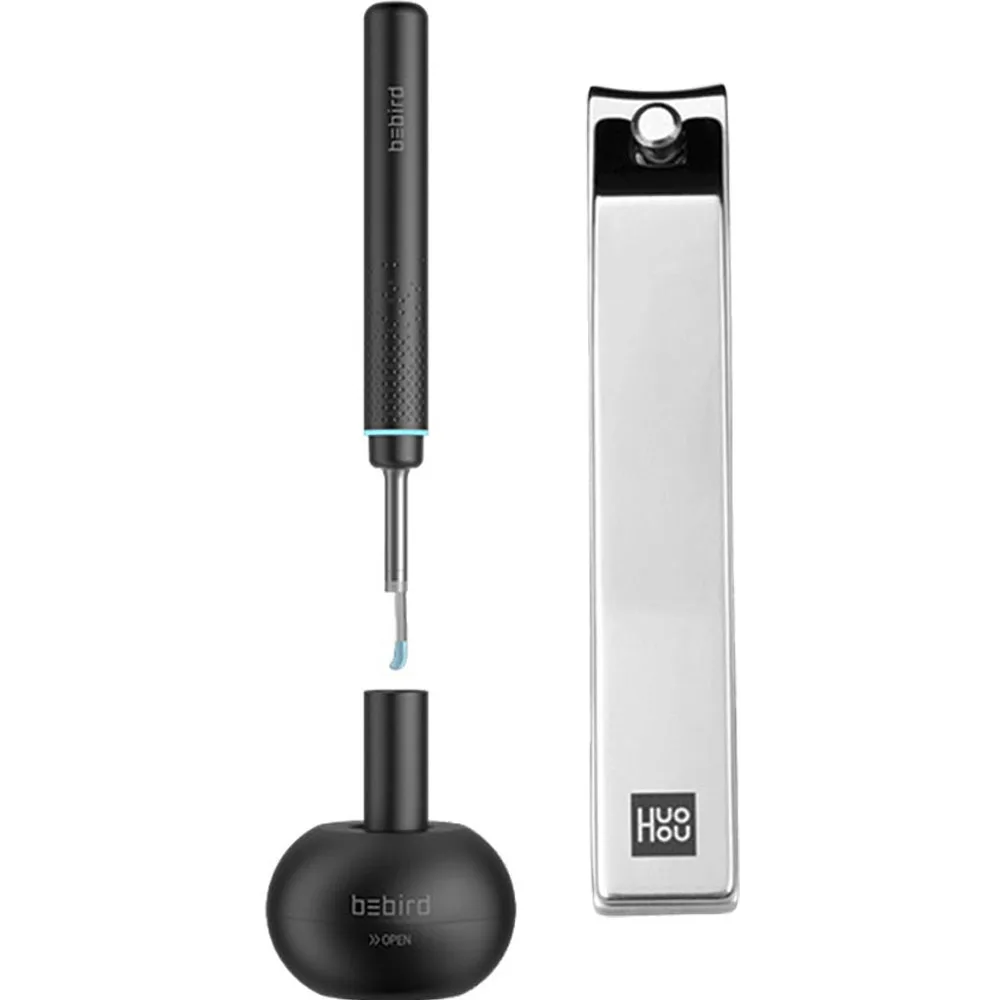 

Bird M9 Pro Smart Camera Earbuds Black + 3D Sticker, Black Earbuds + Hands, 1 set of mobile phone access and other accessiories