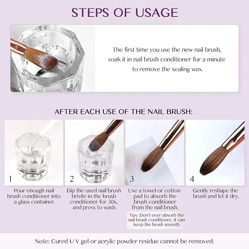 Professional  Nail Brush Set 4-piece Set Nail Tool Set  Manicure Tools Acrylic brush Pen for Powder Removed Manicure Round 4