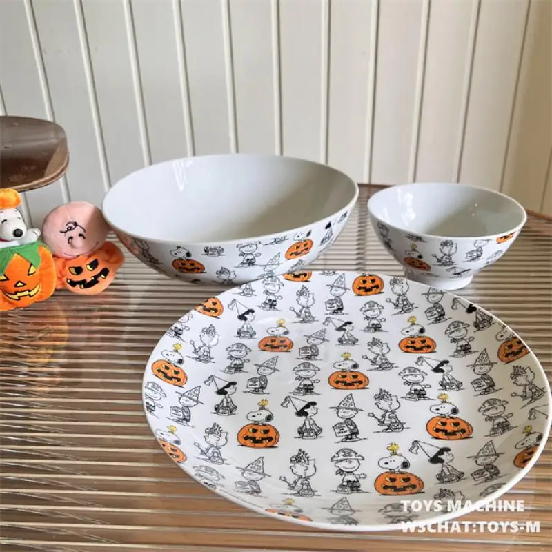 Snoopy Pottery Grann cacahuetes Halloween plato de calabaza cena regalo  fiesta