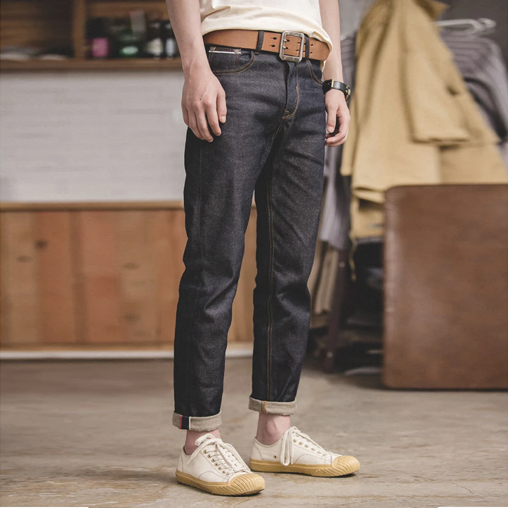 Mens Jeans Cargo Pants Retro Denim Dark Blue Jeans Spring and Autumn