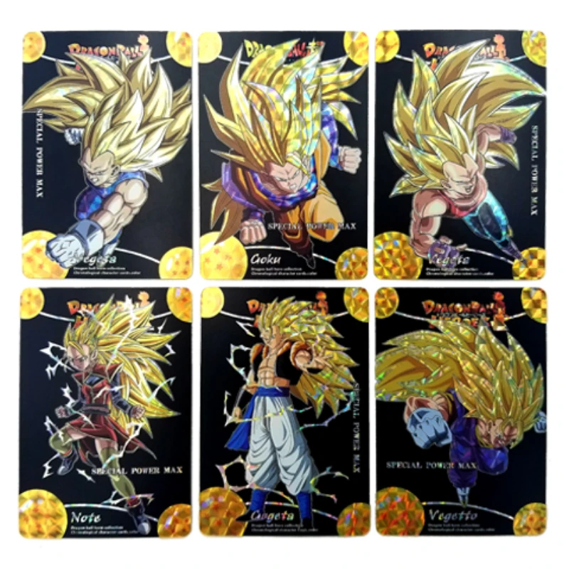 

52pcs/set Dragon Ball anime game peripheral Super Saiyan black back black face flash card rare collection children's toy gift