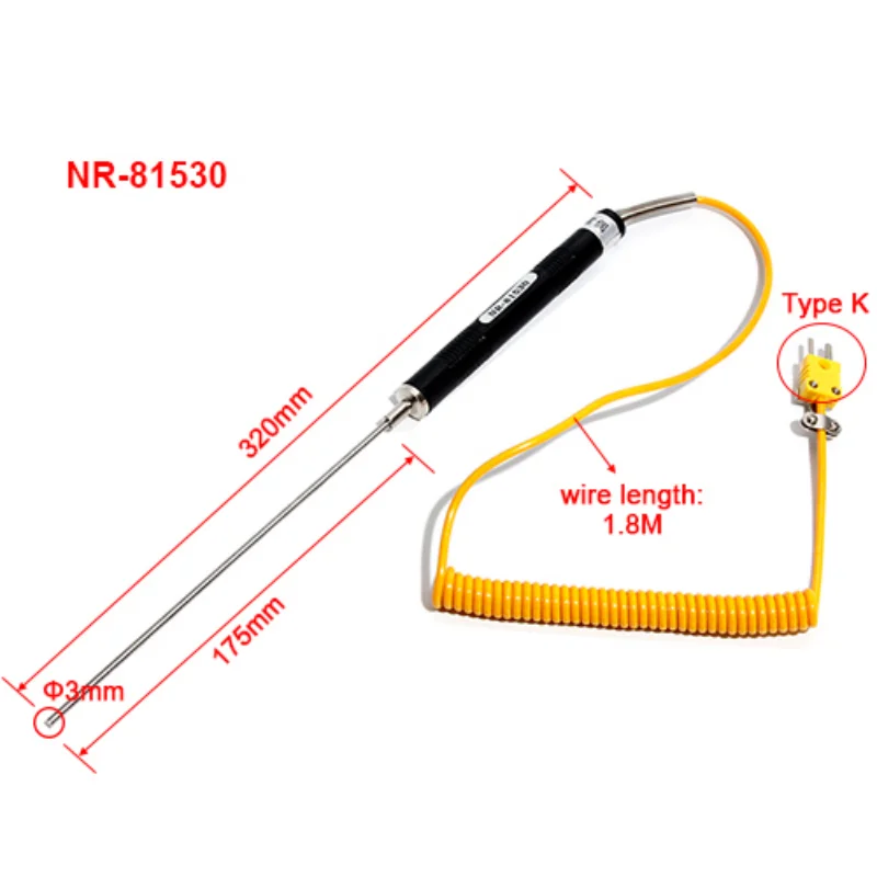 액체, 고체 표면 온도용 K형 표면 열전대 프로브 NR-81530 NR-81531B NR-81532B NR-81533B