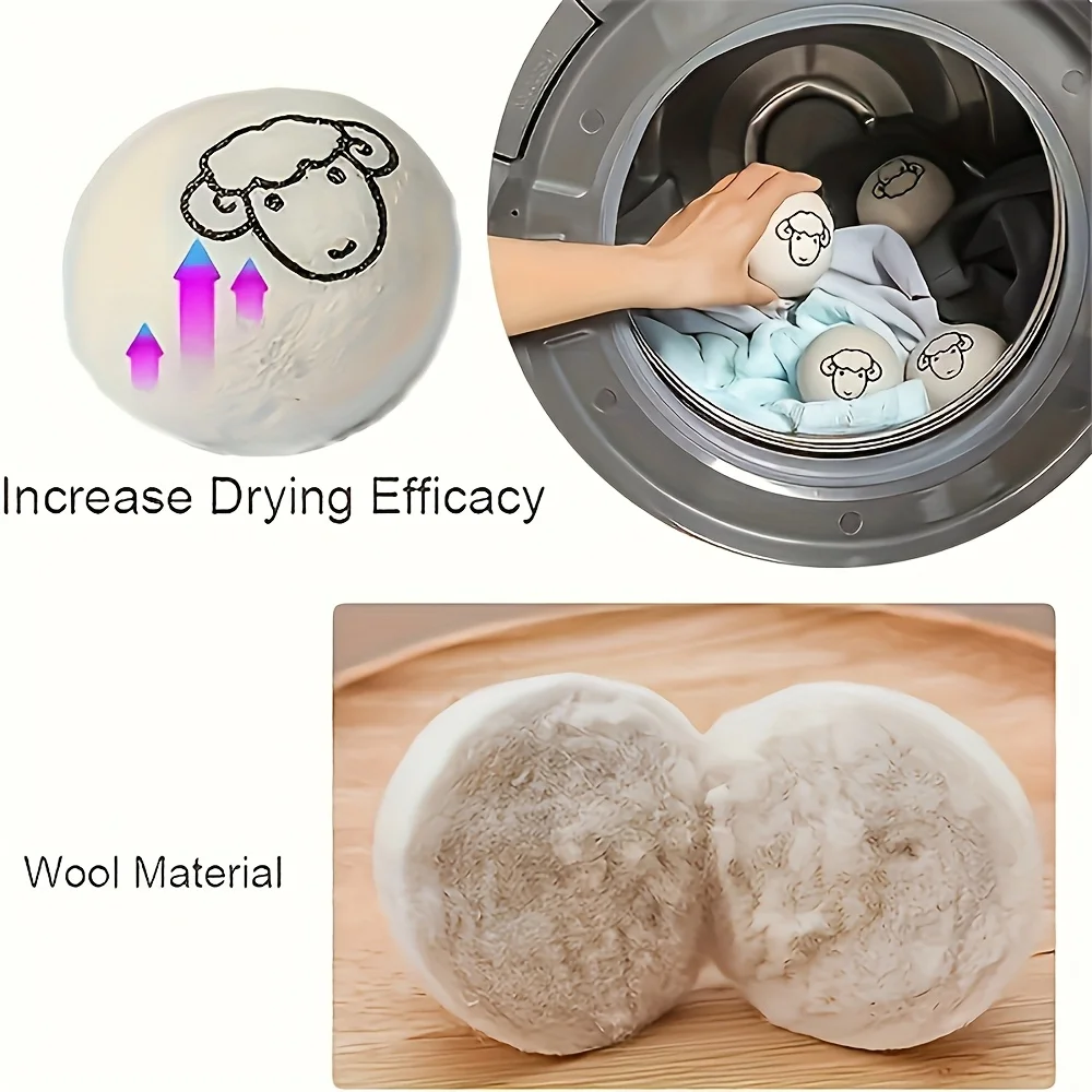 5pcs Wool Laundry Balls Reusable Anti-Static Softener Balls for Gentle Fabric Care Ideal for Delicates with Pull-Out Wash Cycles