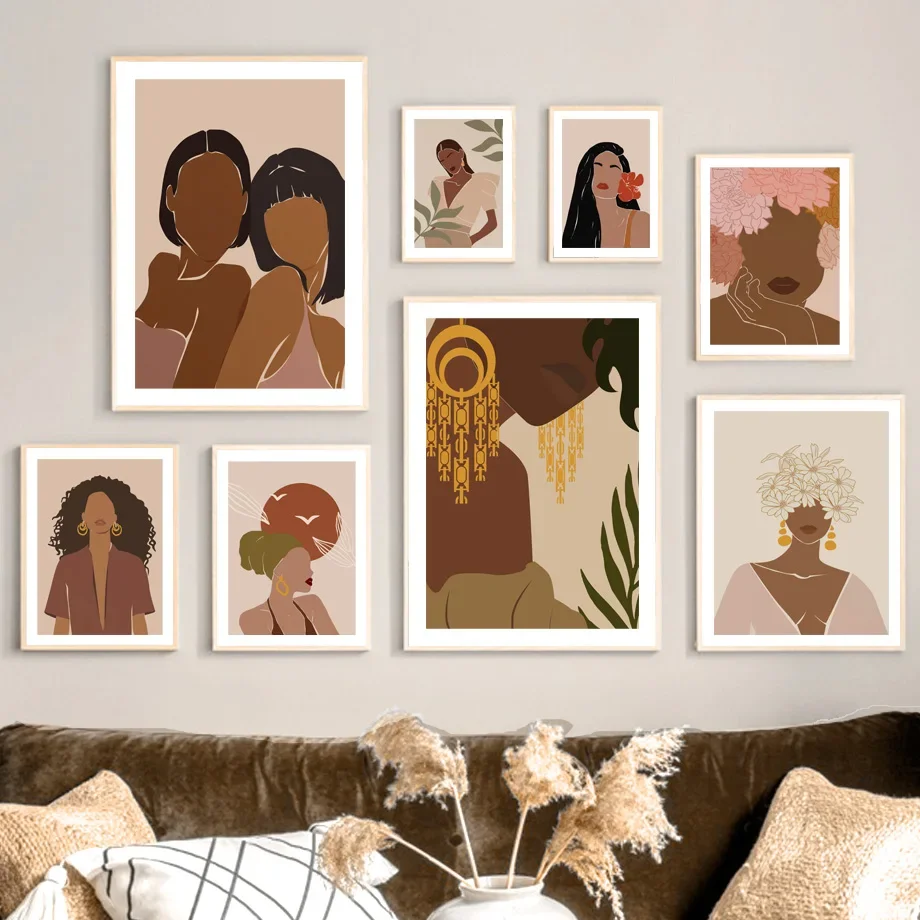 

Abstract Flowers Sun African Black Girl Art Canvas Painting Nordic Posters And Prints Wall Pictures For Living Room Home Decor