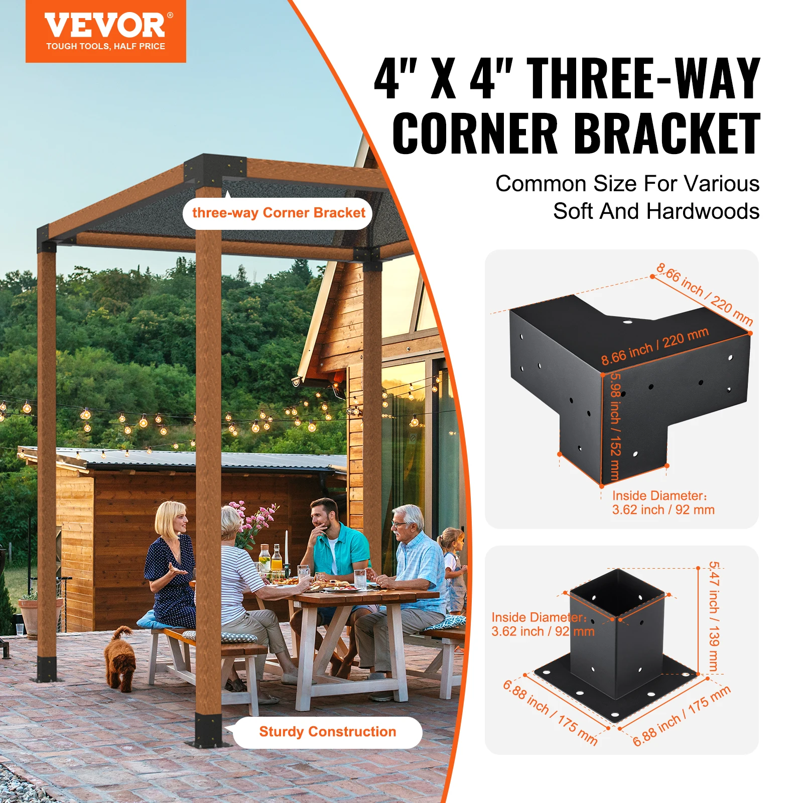 Pergola Bracket Kit Heavy Duty Woodworks DIY Post Base