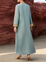 Mia Muse Ramadan Essentials Women's Muslim Luxury Abaya Round-Neck Elegant Kaftan Diamonds Tassel Dress 5