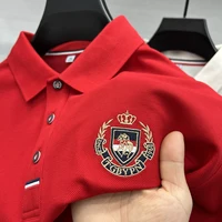 Polo d'été à manches courtes pour hommes, marque de luxe, motif brodé à revers, tendance coréenne, vêtements exquis pour hommes, 2025 3