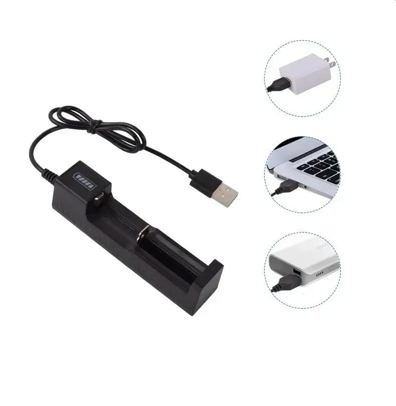 1 슬롯 USB 충전기 어댑터 3.7V-4.2V 충전식 배터리용 스마트 충전 16340 14500 18650 26650 리튬 배터리 충전기