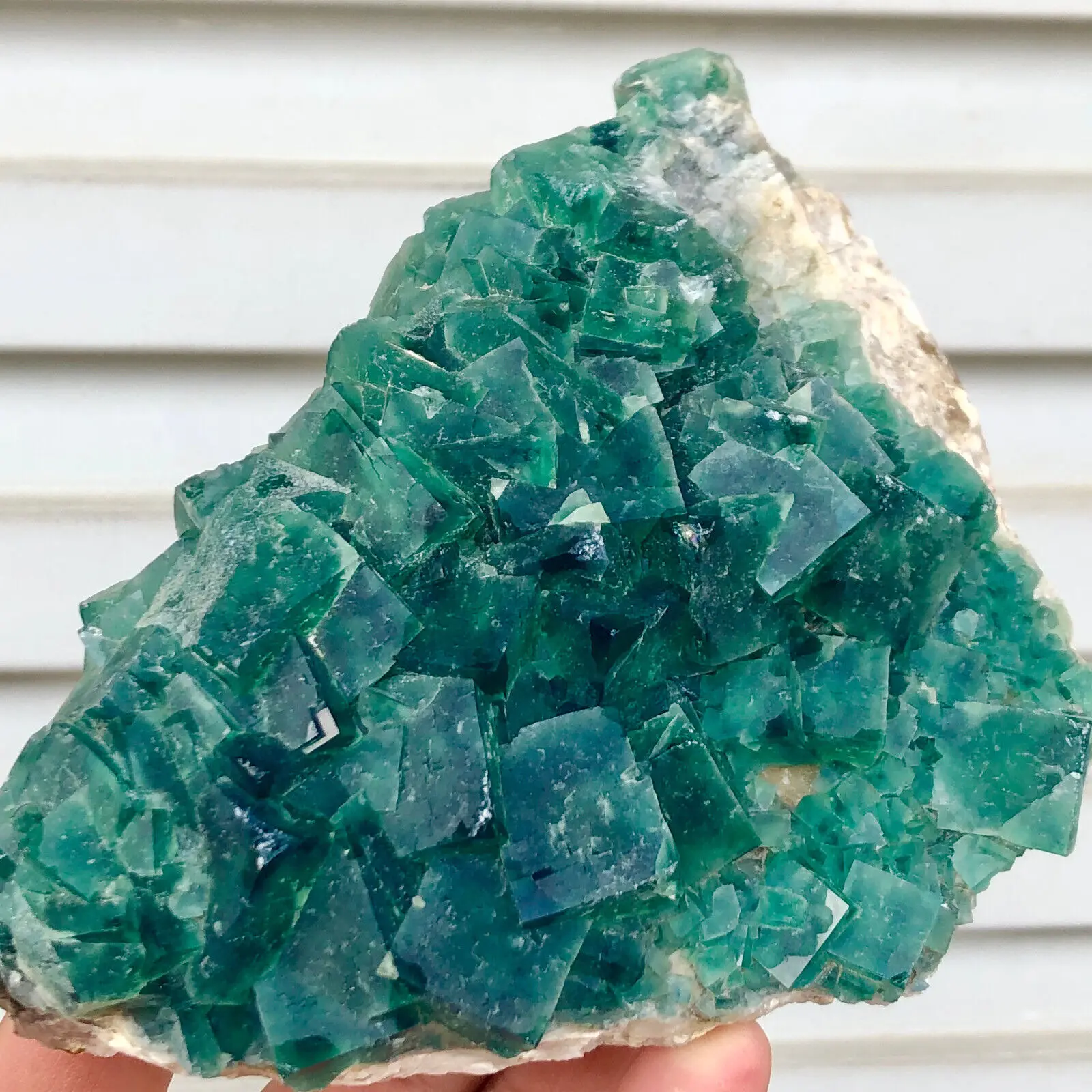 

Natural Green Cubic Fluorite Crystal Cluster Mineral Sample Healing