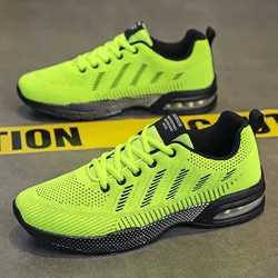 Men's Breathable Nonskid Athletic Sneakers - Stylish Mesh Running & Casual Sports Shoes - 45 (Green)