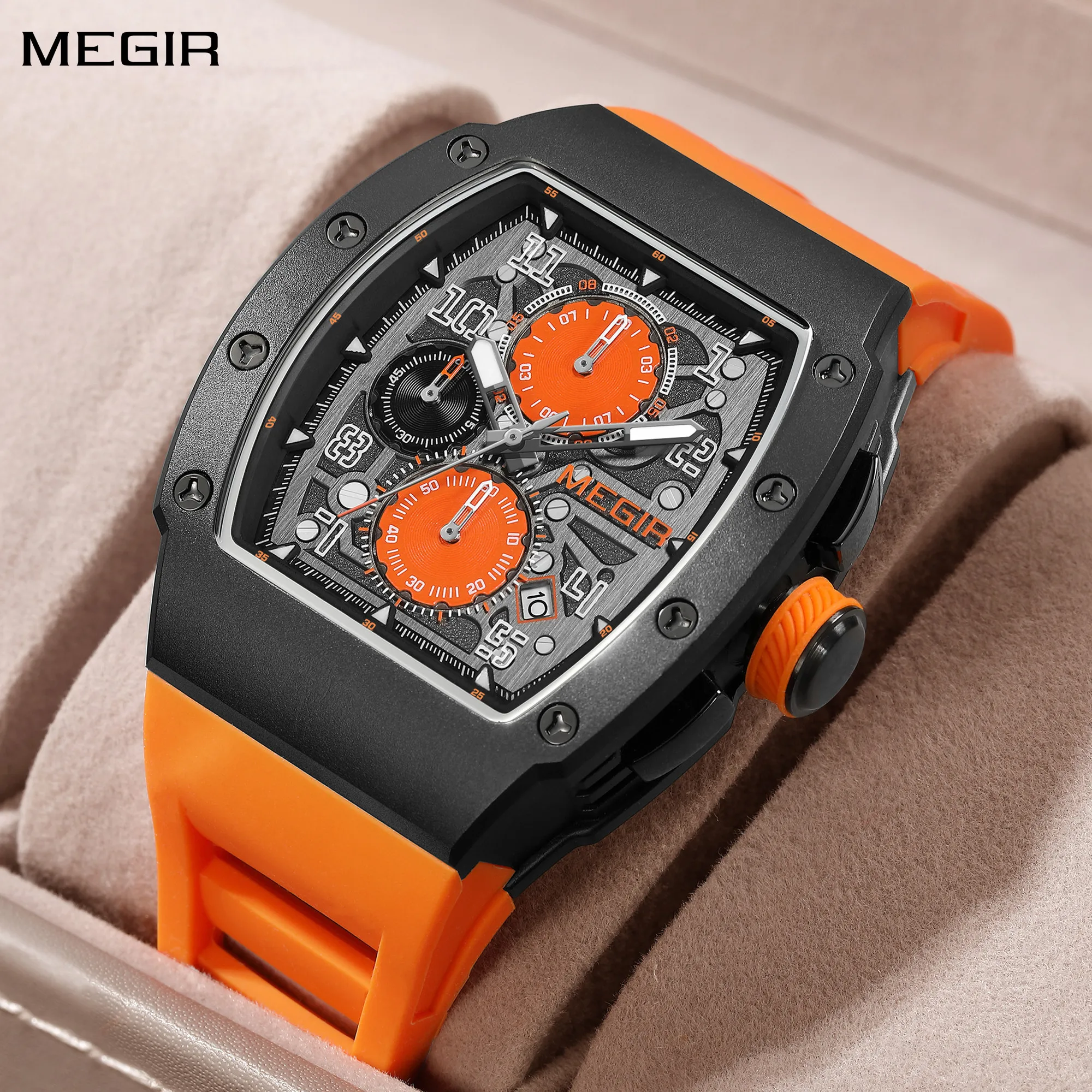 

MEGIR New Fashion Quartz Watch Men Luxury Silicone Sport Military Wristwatch Chronograph Waterproof Date Clock Relogio Masculino